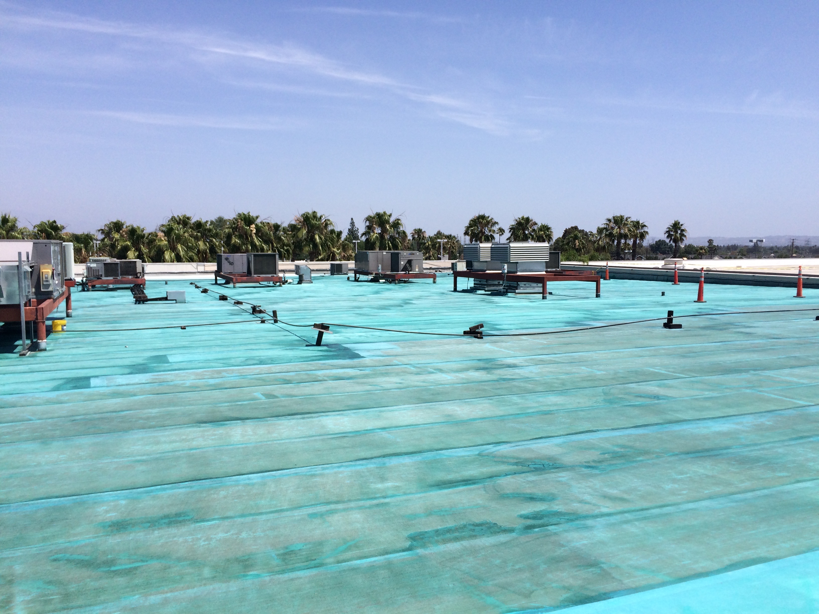 Commercial roof coating on a school