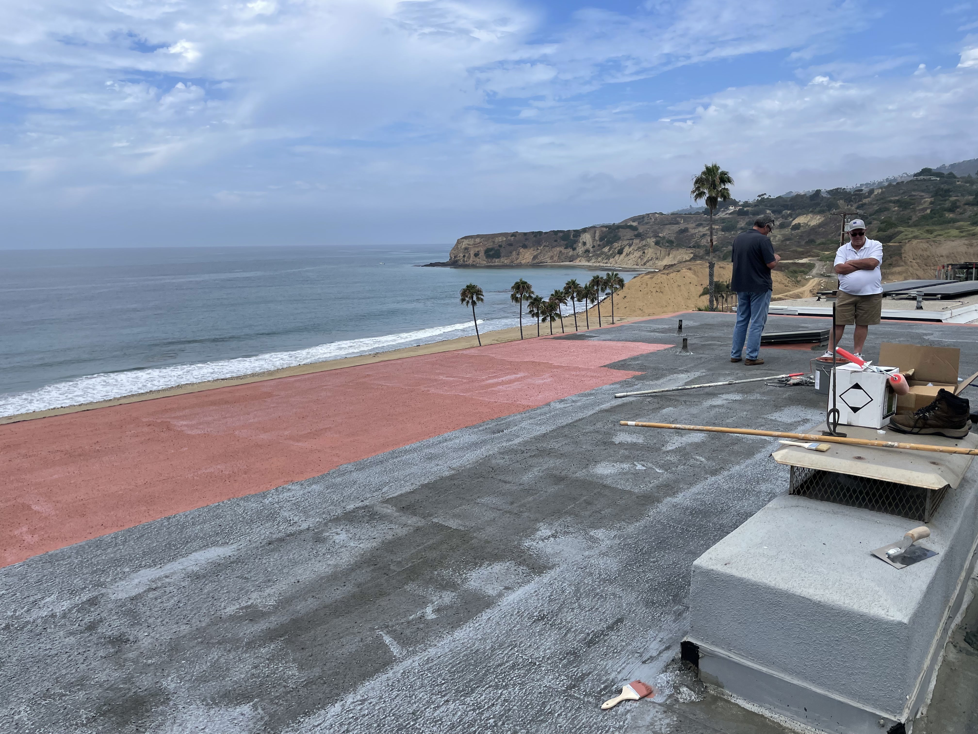 Coated plaza deck overlooking the beach