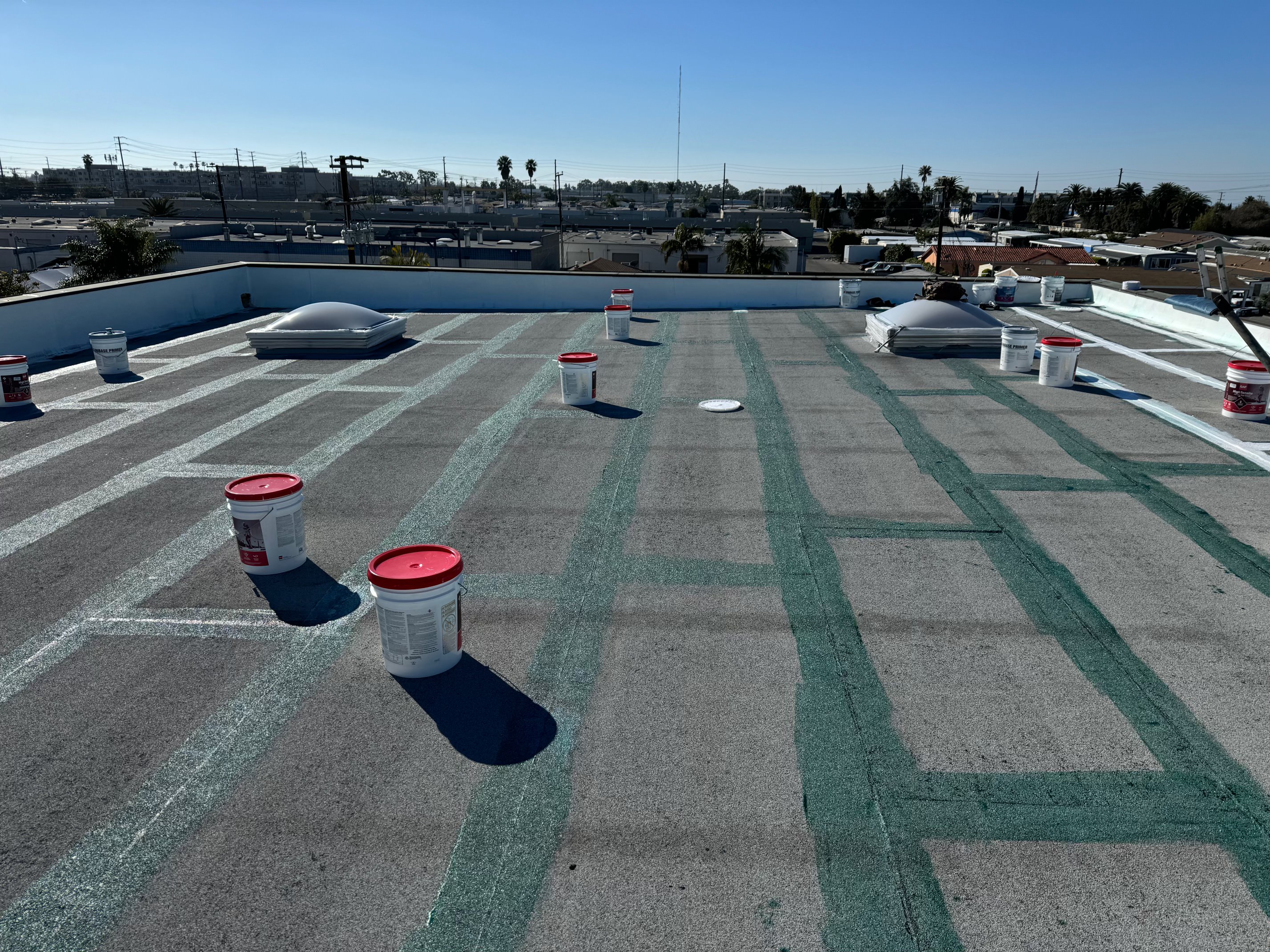 Large flat commercial rooftop mid-project