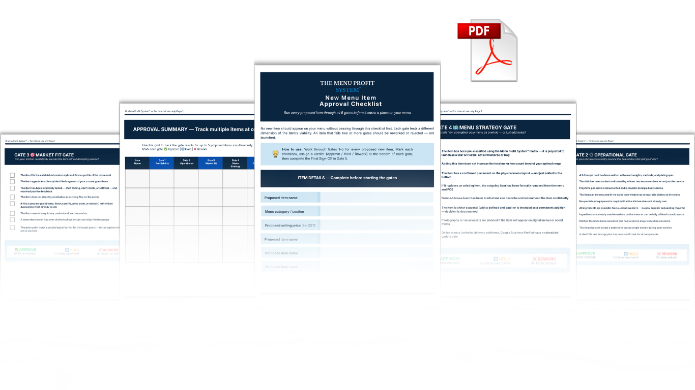 New Menu Item Approval Checklist — The Spinoglio Hospitality Lab