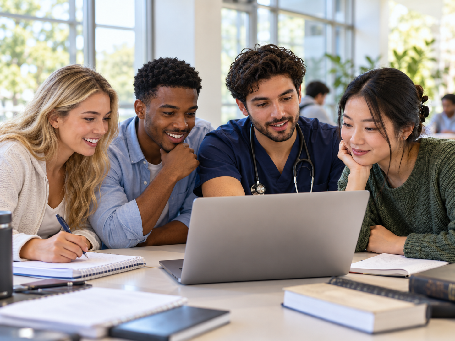 Health professions students learning together