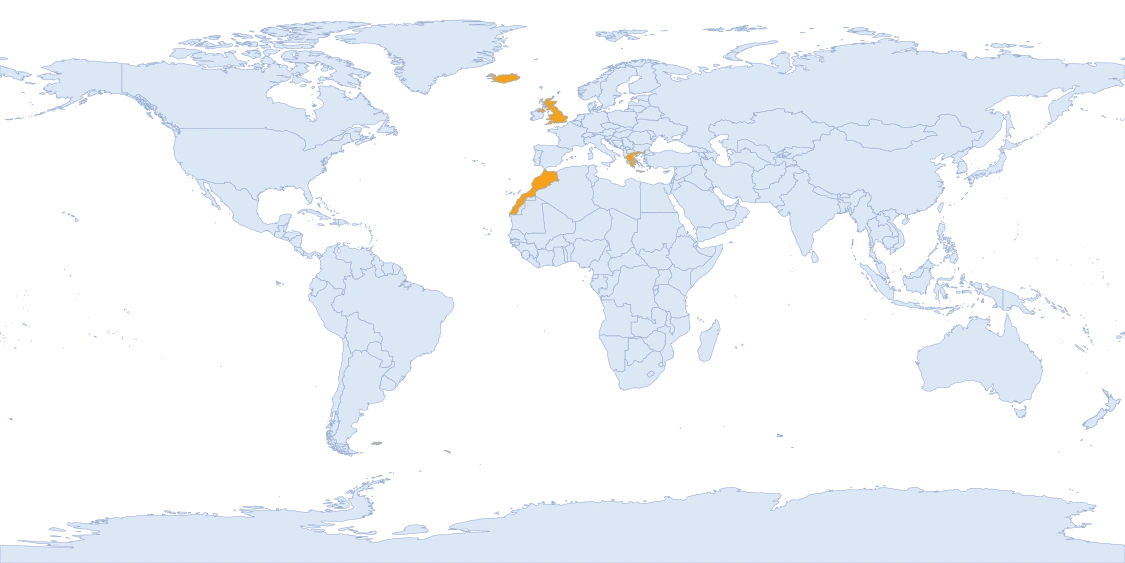 Modern world map with UKVS journey markers