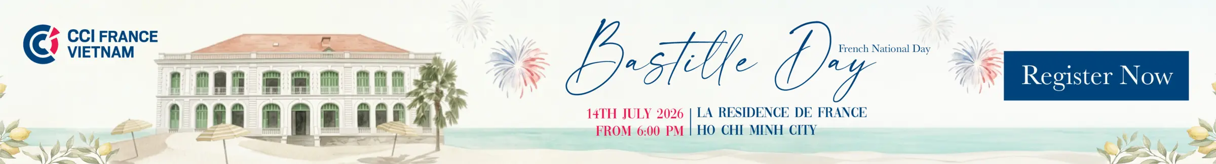 Bastille Day 2026 event at Résidence de France in Ho Chi Minh City.