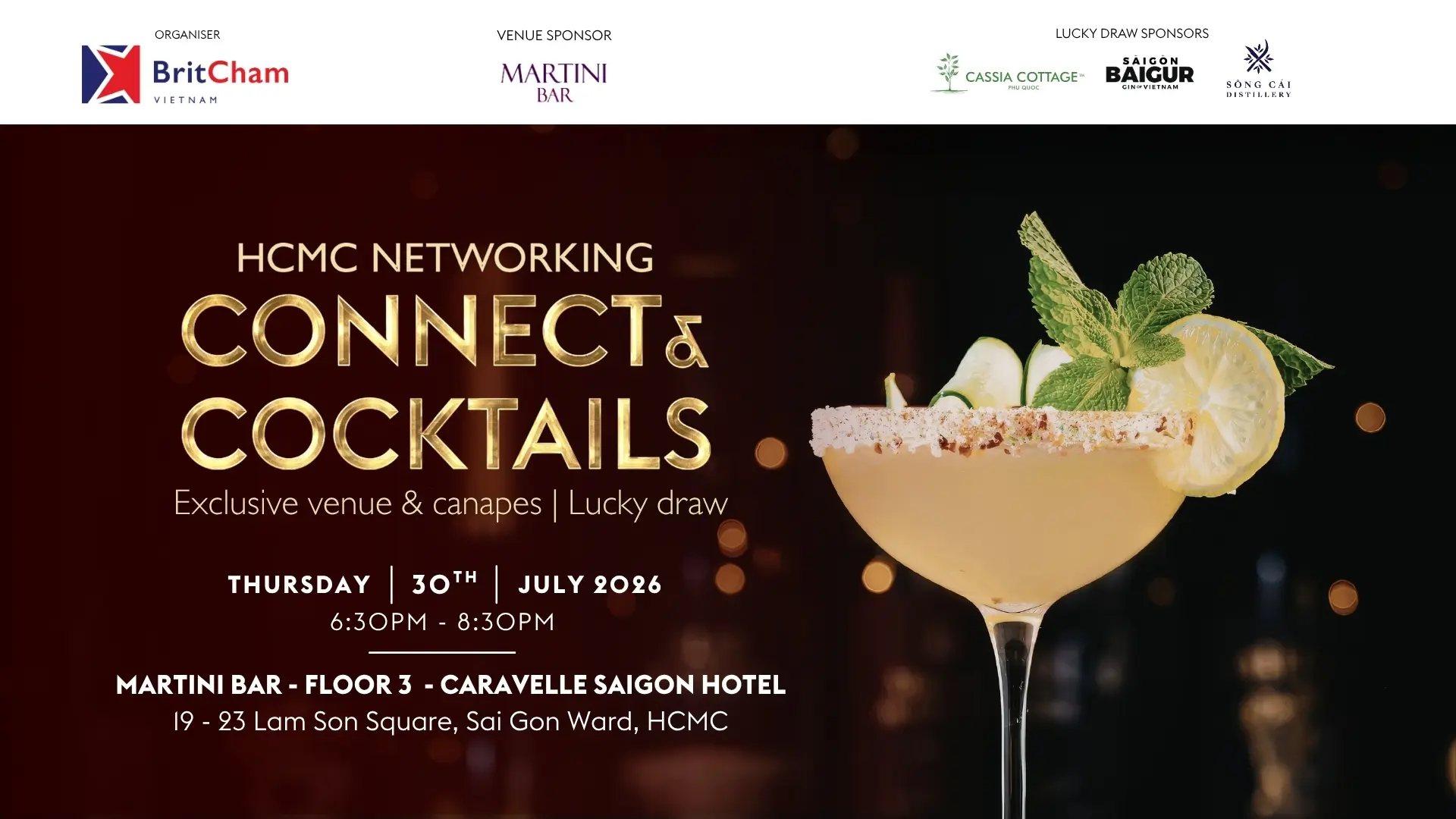 BritCham Networking: Connect & Cocktails event at Martini bar in Reflections Restaurant in Ho Chi Minh City.