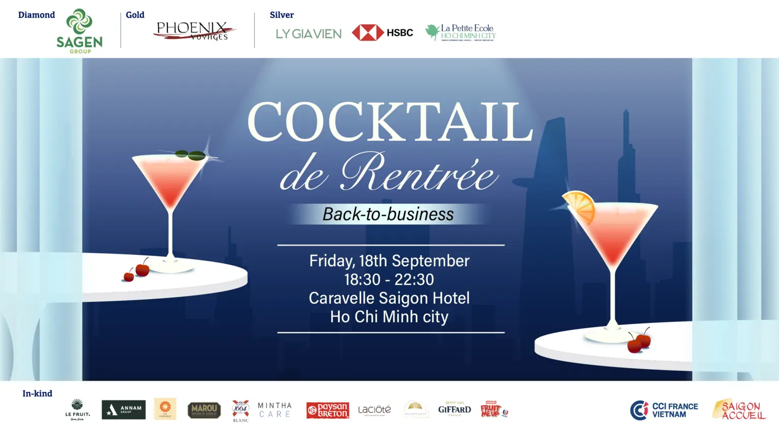 Cocktail de Rentrée event at Caravelle Saigon Hotel in Ho Chi Minh City.