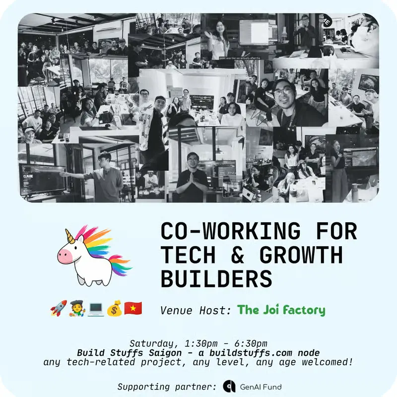 Cowork & Showcase for Tech/Growth Builders - BS35 event at The Joi Factory in Ho Chi Minh City.