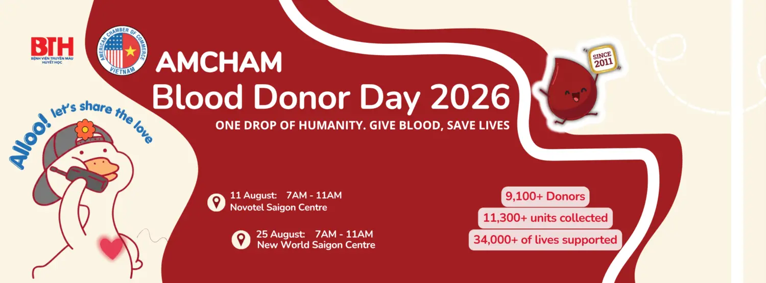 AmCham's Blood Donor Day 2026 - Day 1 event at Novotel Saigon Centre in Ho Chi Minh City.