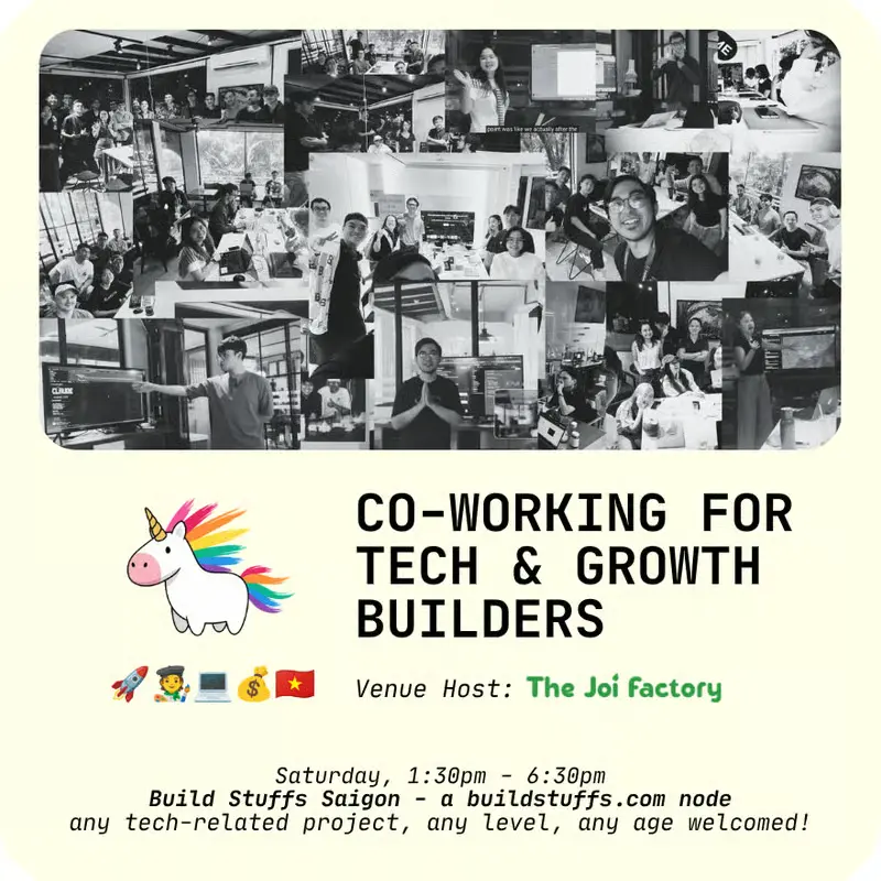 Cowork Showcase for Tech/Growth Builders - BS38 event at The Joi Factory in Ho Chi Minh City.