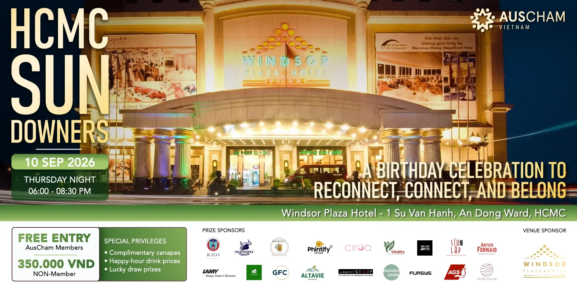 September Sundowners in HCMC event at Windsor Plaza Hotel in Ho Chi Minh City.