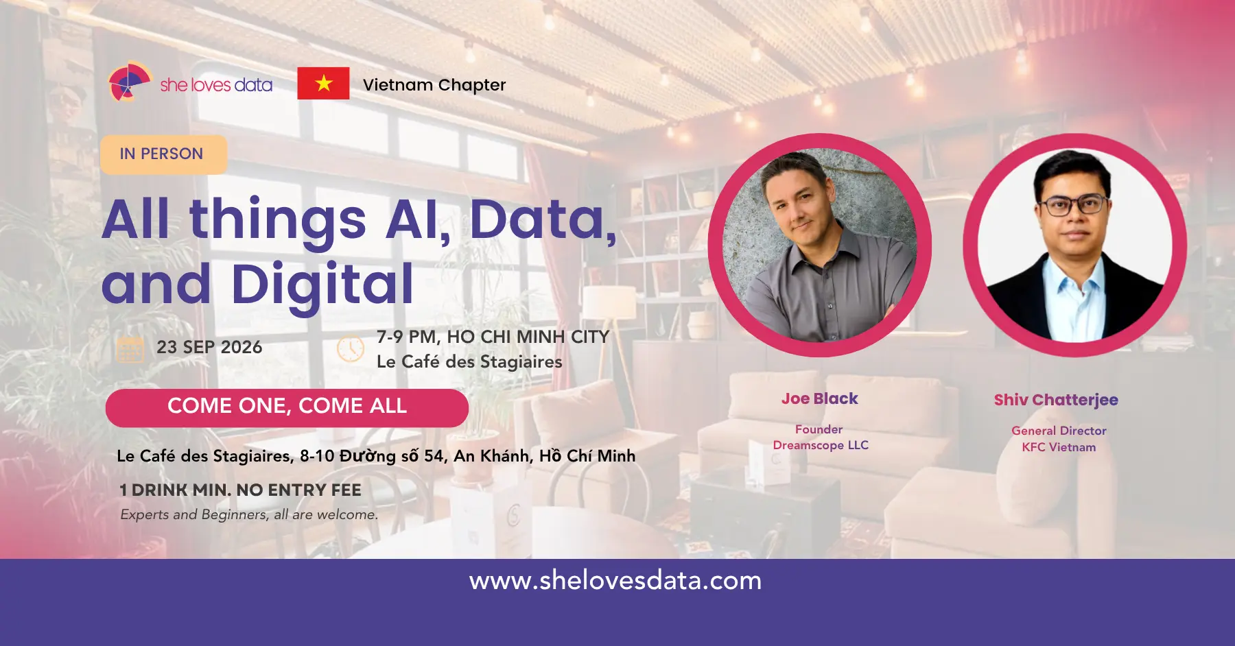 All Things AI, Data, and Digital event at Le Café des Stagiaires in Ho Chi Minh City.