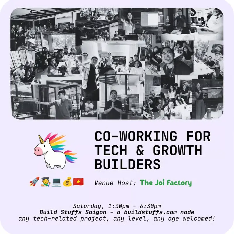 Cowork Showcase for Tech/Growth Builders - BS39 event at The Joi Factory in Ho Chi Minh City.