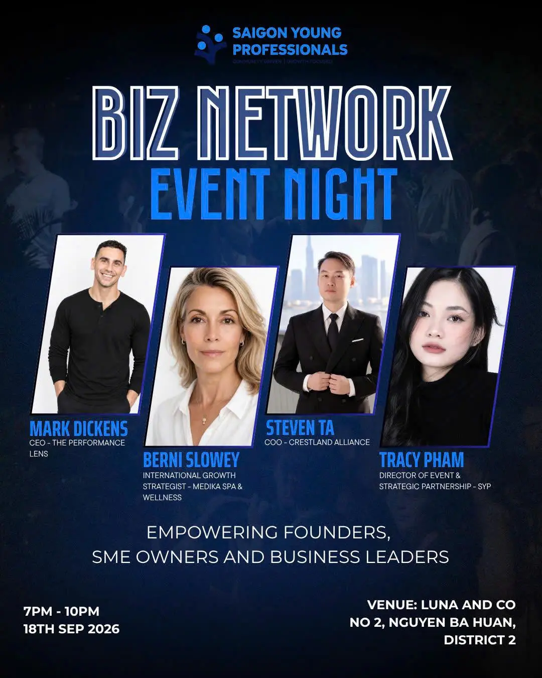 Biz Network Event Night event at Luna & Co. Rooftop Bar in Ho Chi Minh City.