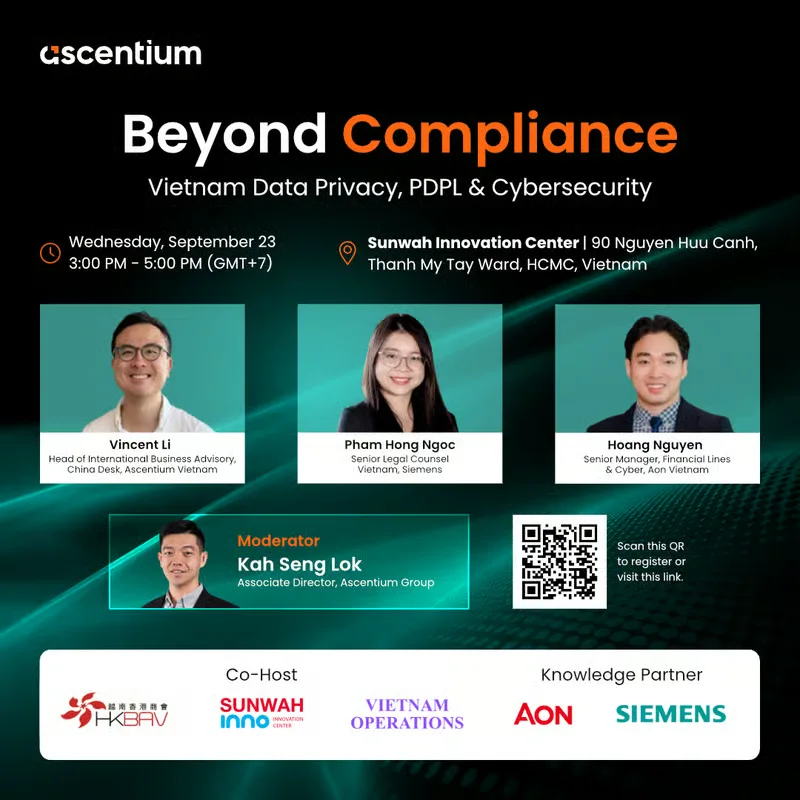Beyond Compliance: Vietnam Data Privacy, PDPL & Cybersecurity event at Sunwah Innovation Center in Ho Chi Minh City.