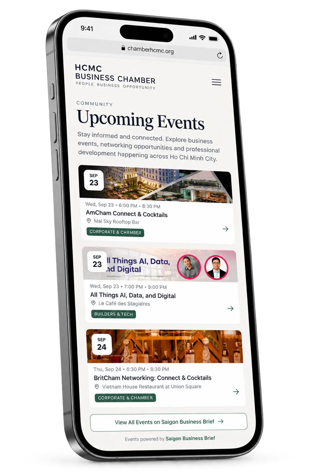 A preview of what's included in the free Saigon Business Brief event calendar embed