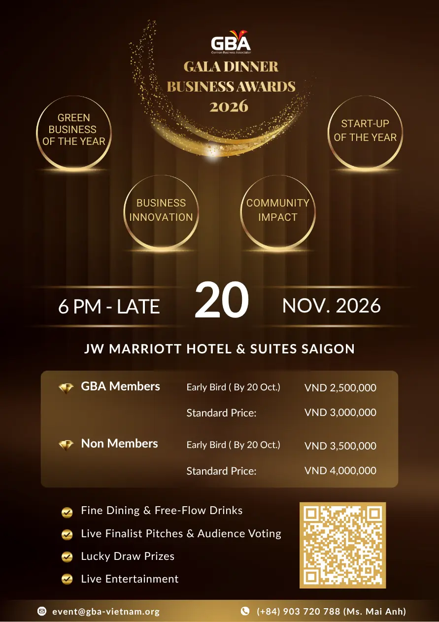 GBA Gala Dinner & Business Awards 2026 event at JW Marriott Hotel & Suites Saigon in Ho Chi Minh City.