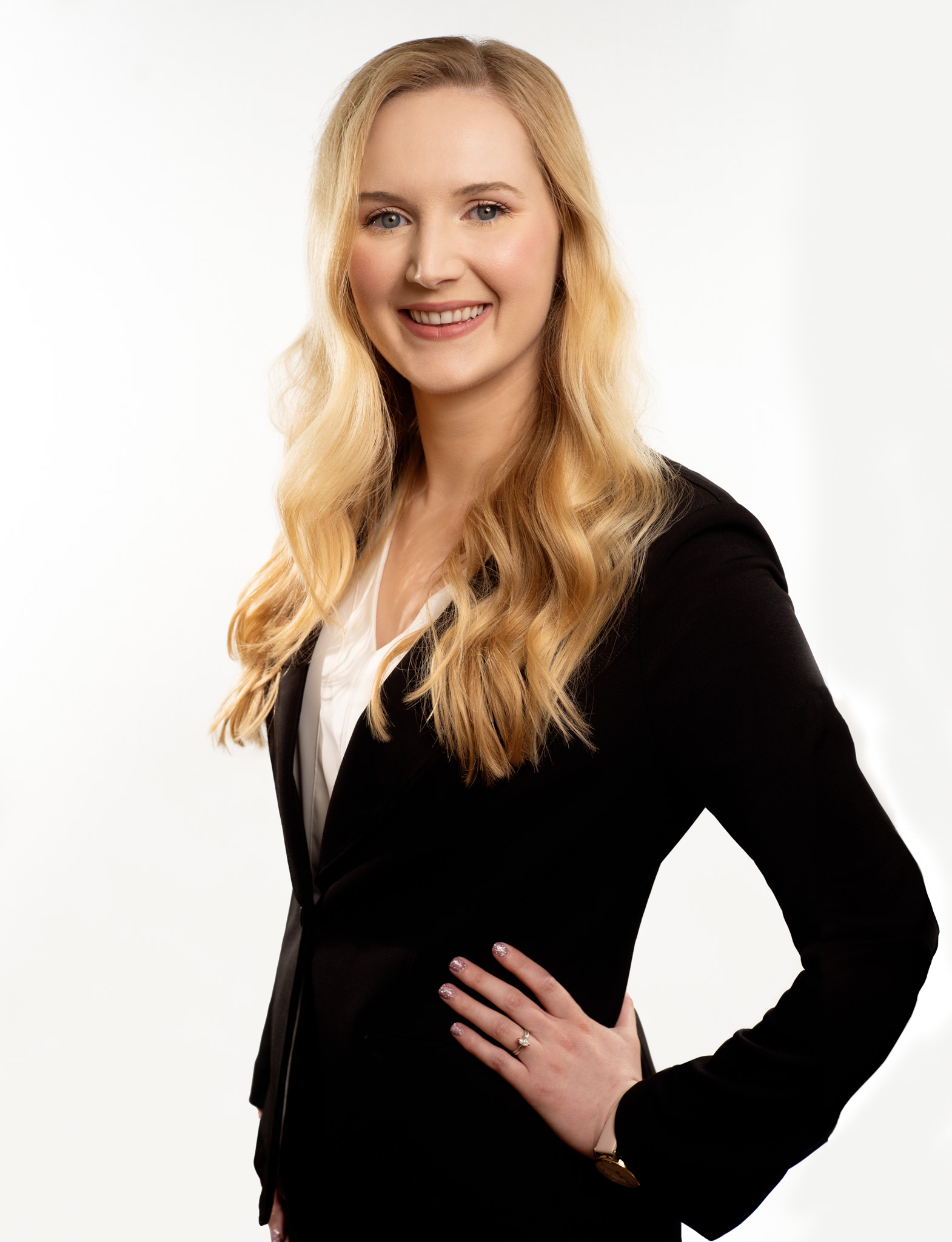 Professional corporate headshot of a confident businesswoman in Charleston SC