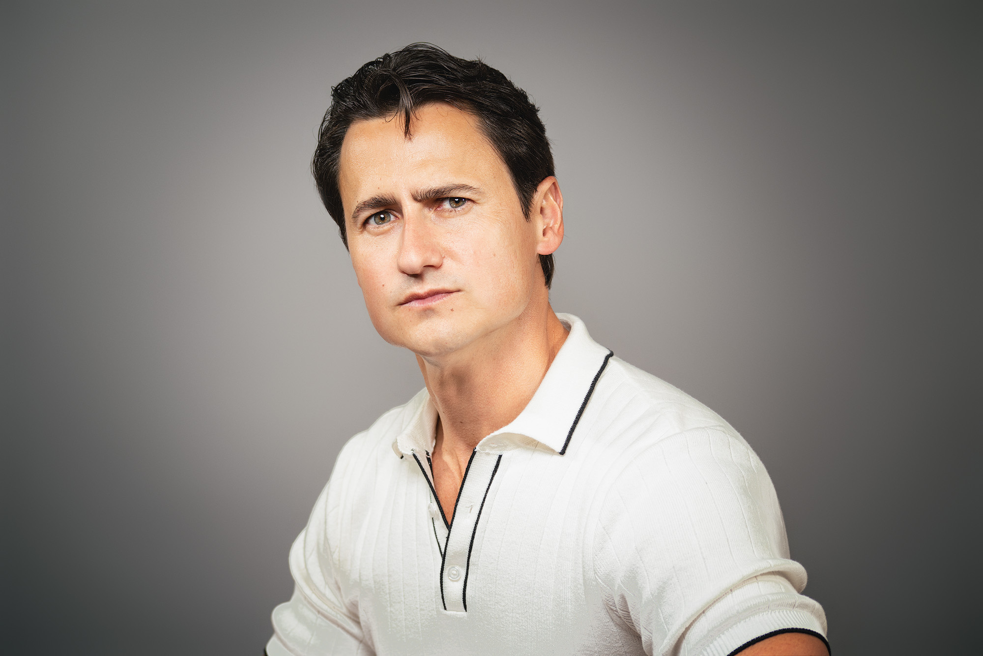Dramatic headshot of male actor in Charleston SC