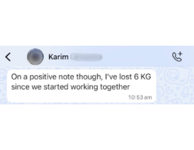 Client WhatsApp message