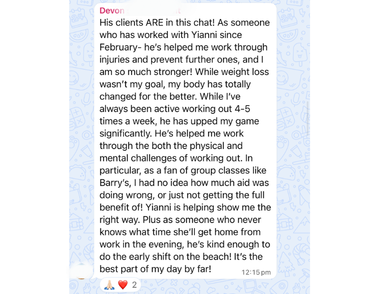 Client WhatsApp message