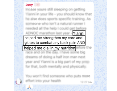 Client WhatsApp message
