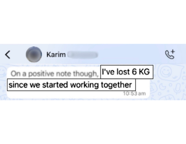 Client WhatsApp message