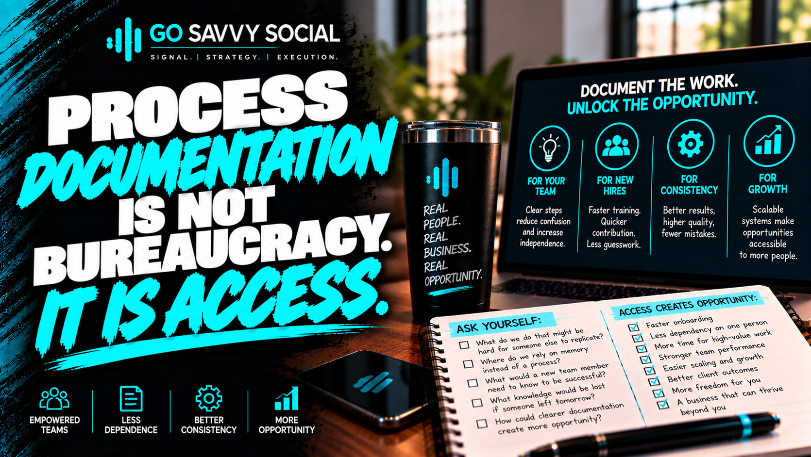 Go Savvy Social blog cover for “Process Documentation Is Not Bureaucracy. It Is Access.” — Business Development.