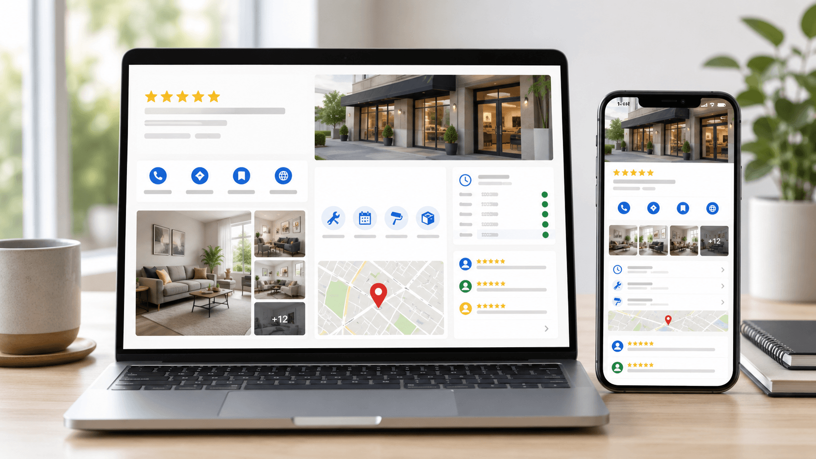 A complete Google Business Profile with photos, services, hours, and reviews