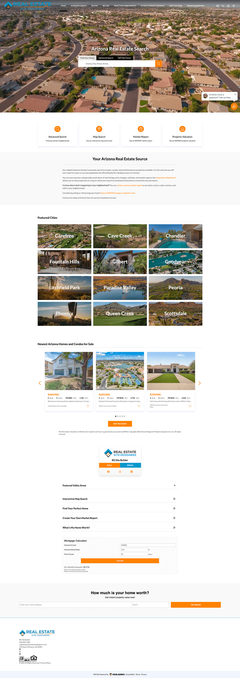 Screenshot of a live SiteBoostRE+ area page on a Real Geeks site