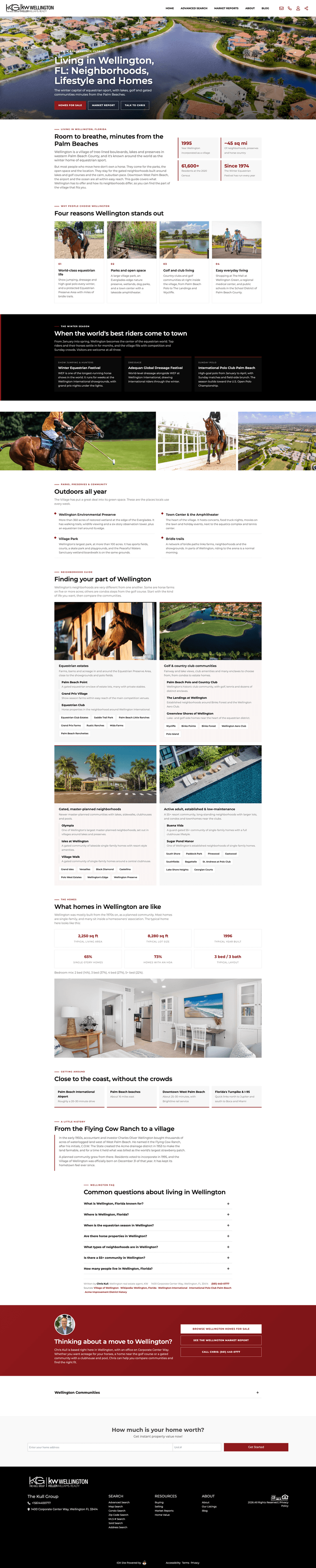 Full-page view of the live Wellington, FL Total Coverage area page on thekullgroup.com