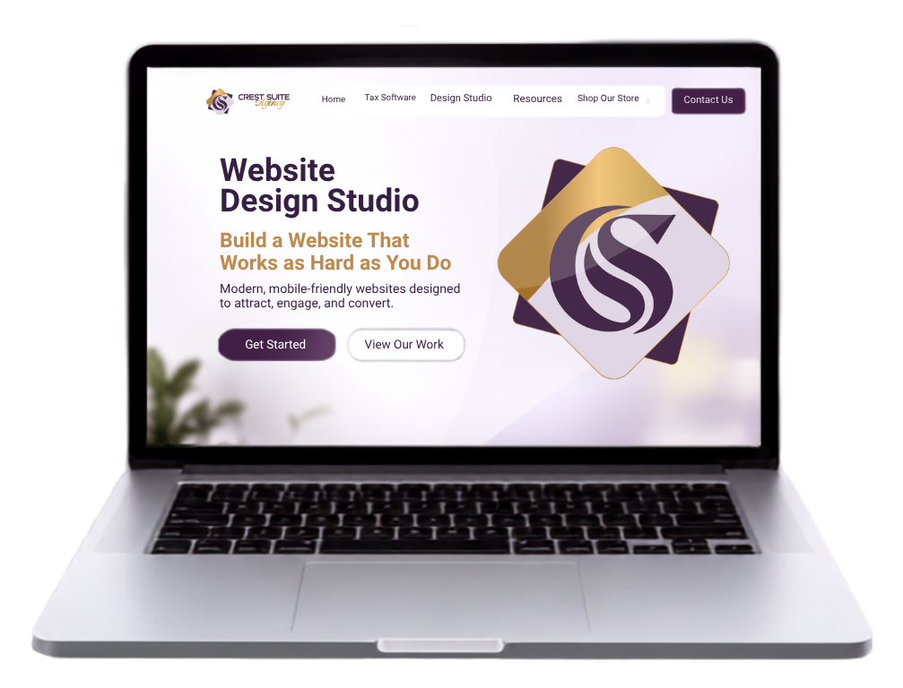 Laptop showing the Crest Suite Agency Website Design Studio