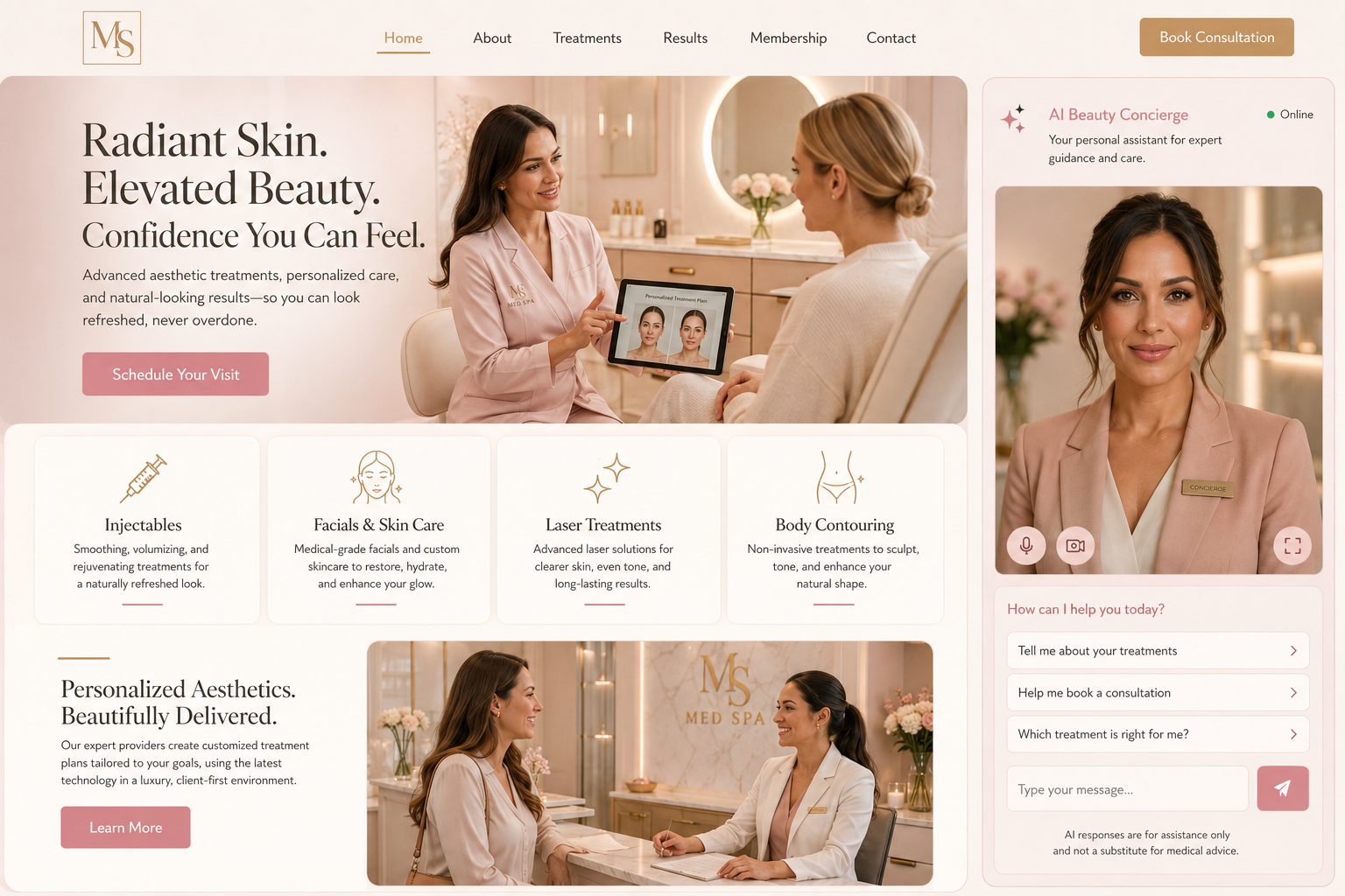 Concept build for a beauty services business.