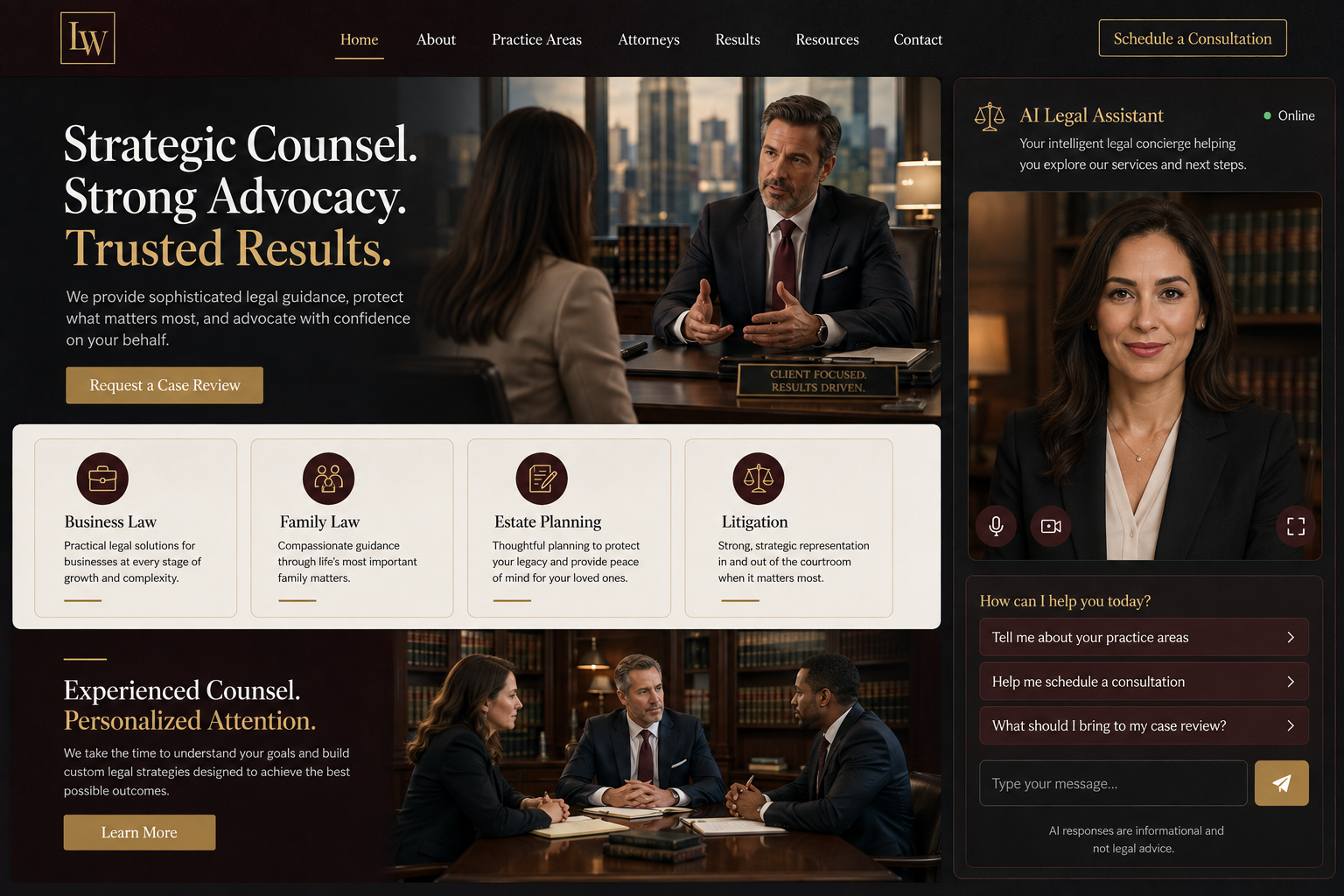 Concept build for a law firm business.