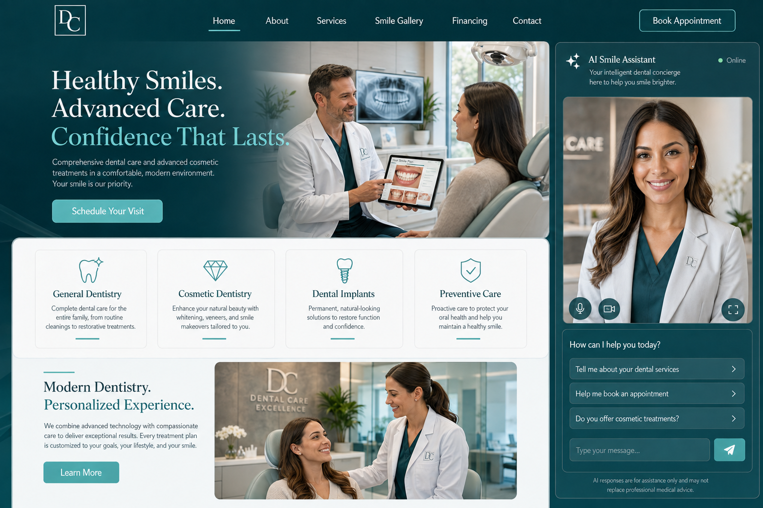 Concept build for a dental business.