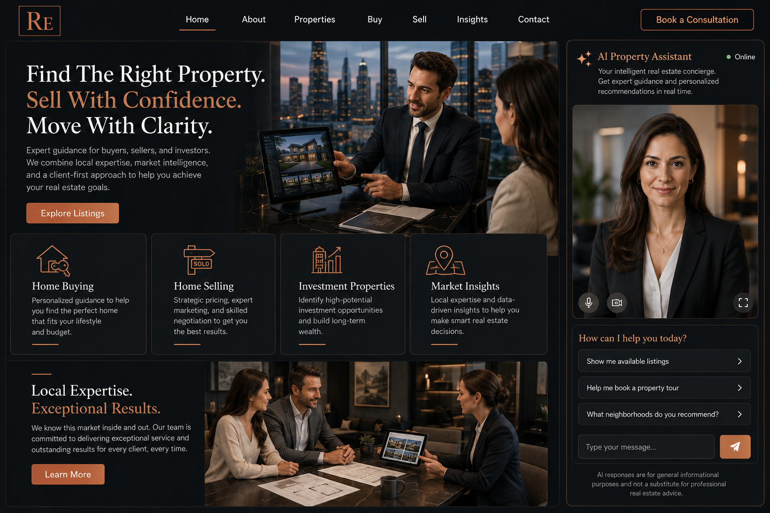 Concept build for a real estate business.