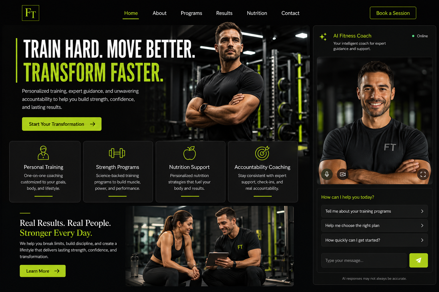 Concept build for a fitness business.