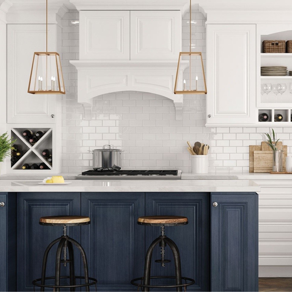 Lighting over the island in the kitchen