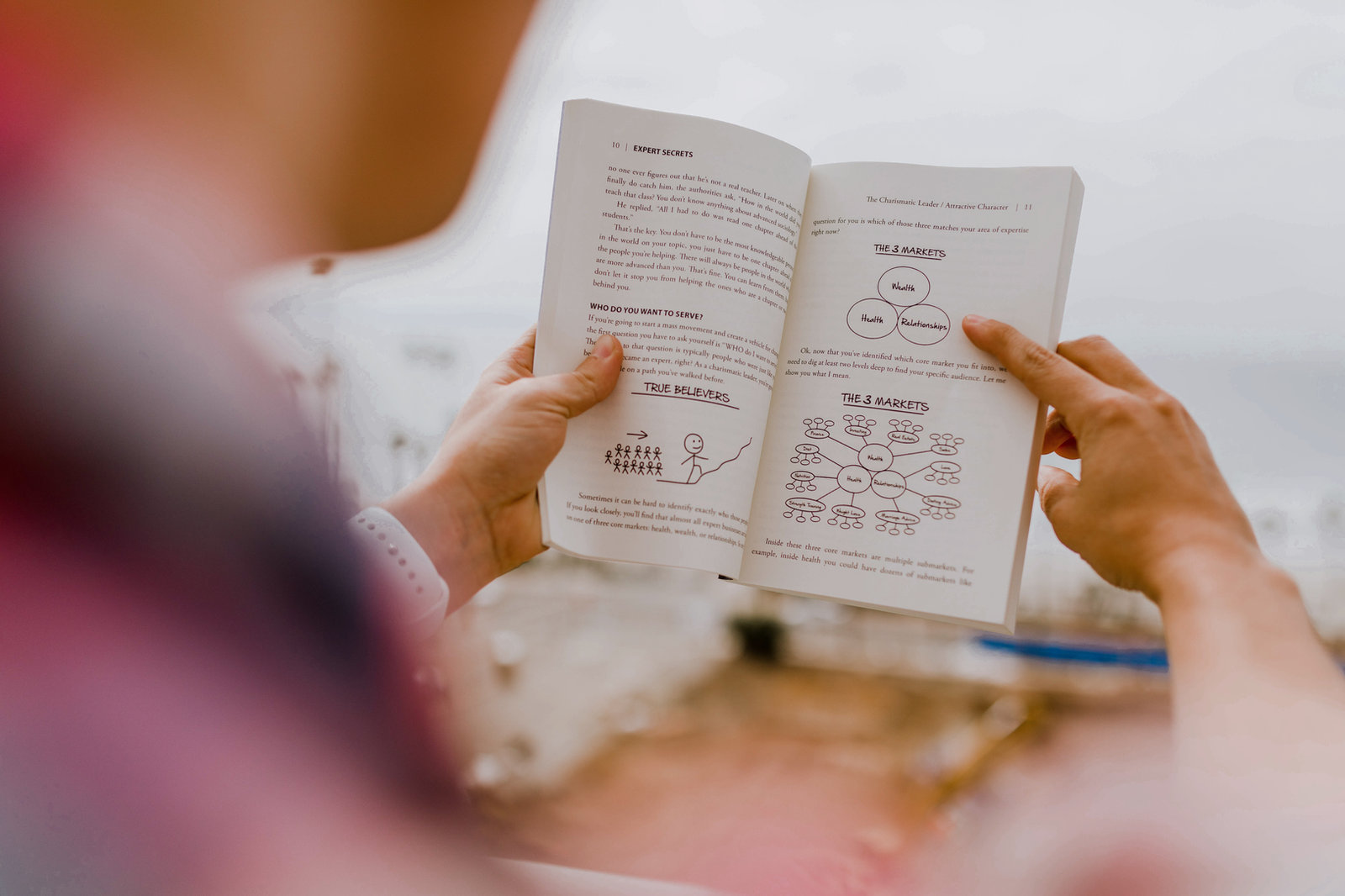 Person reading book about audiences