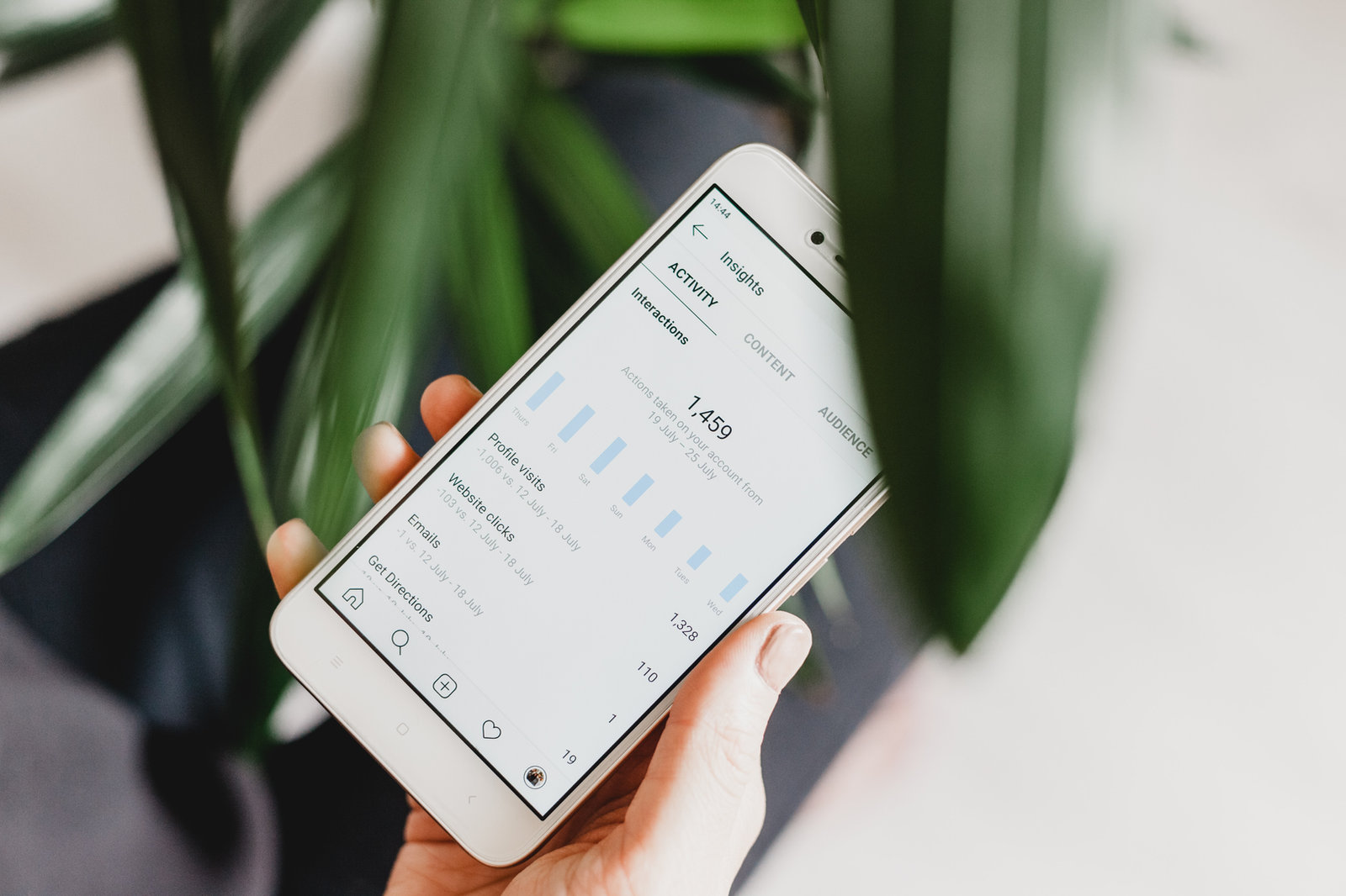 Instagram insights page on phone