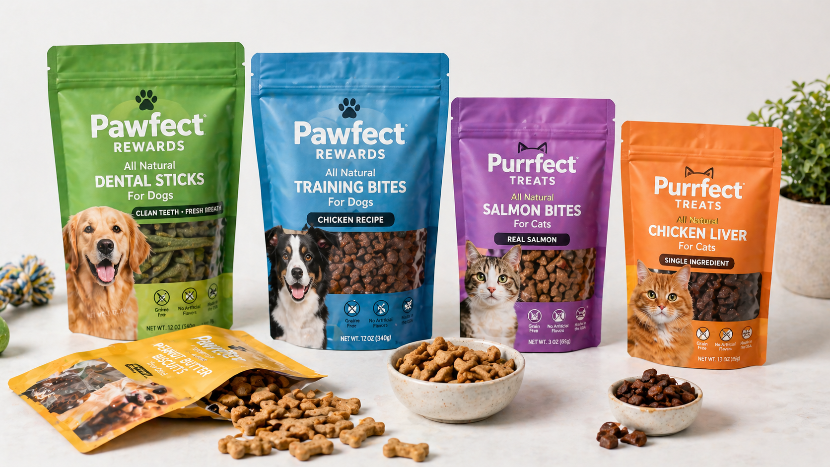 Custom pet food and treat packaging by PackMint