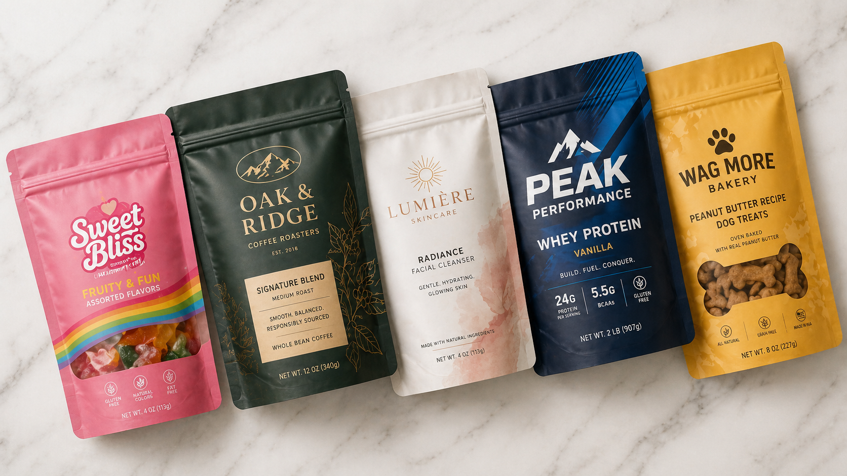 Custom printed stand up pouches by PackMint