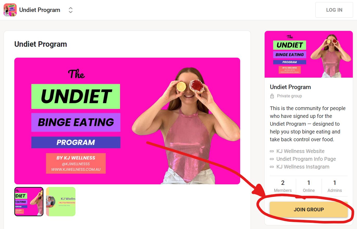 Instructions to join the Undiet Skool Community