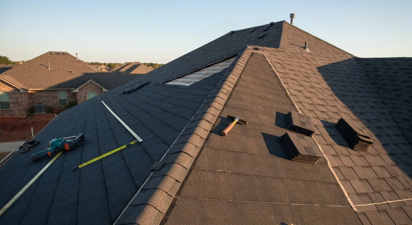 Residential roof repair on Edmond home