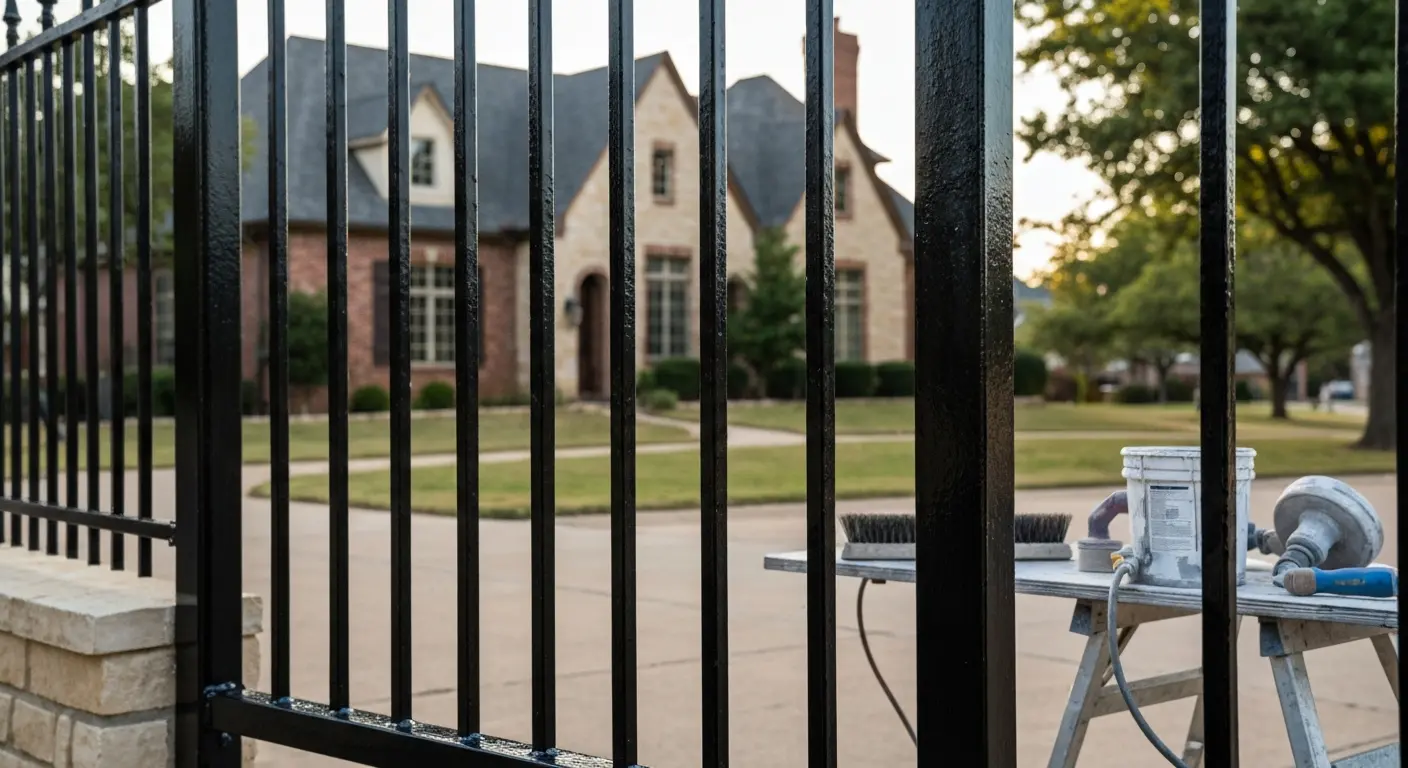 Metal fence painting and restoration in Oklahoma City