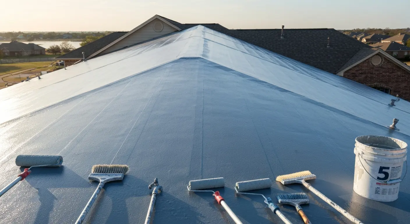 Roof coating applied