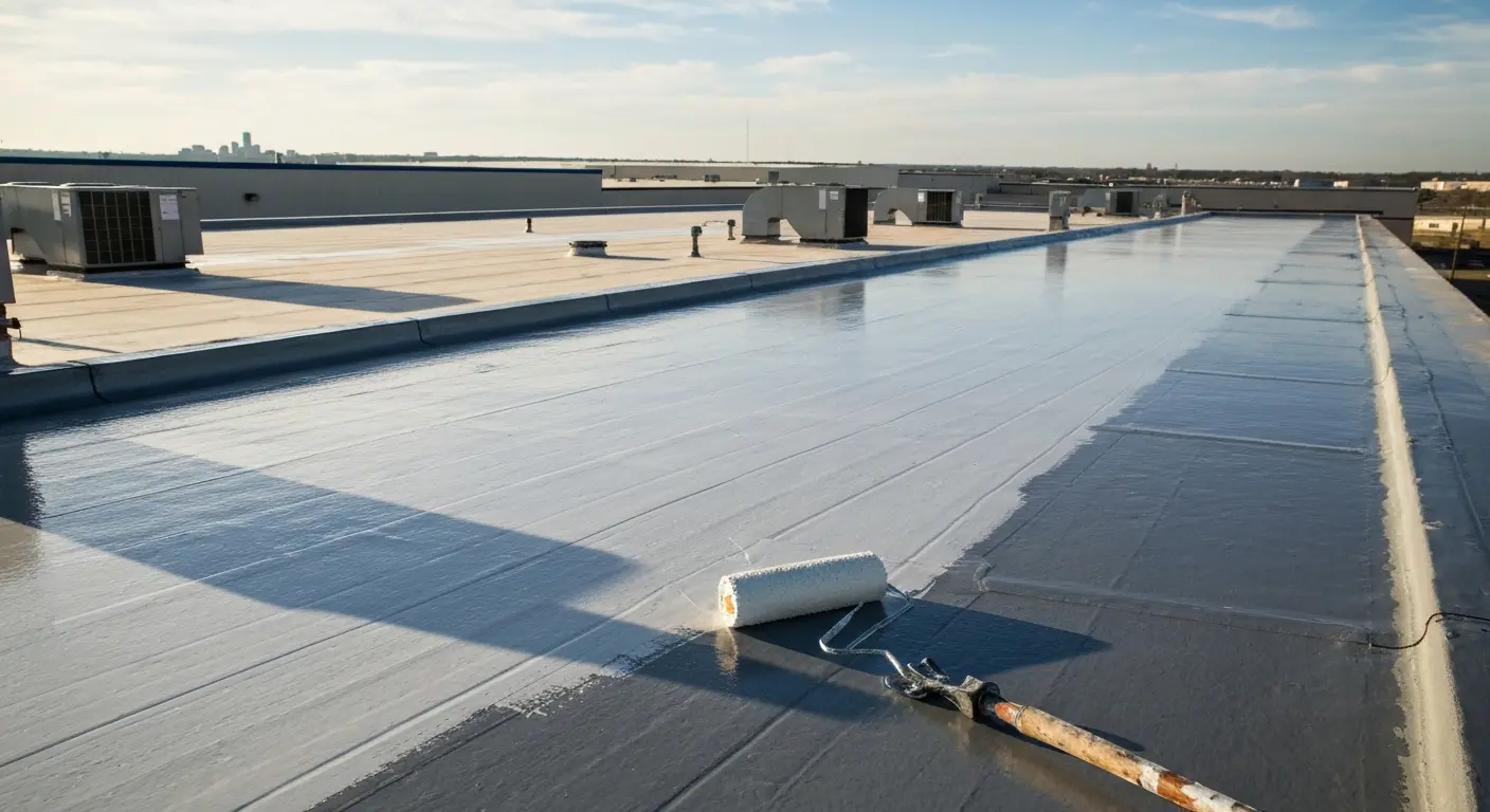 Commercial roof coating application