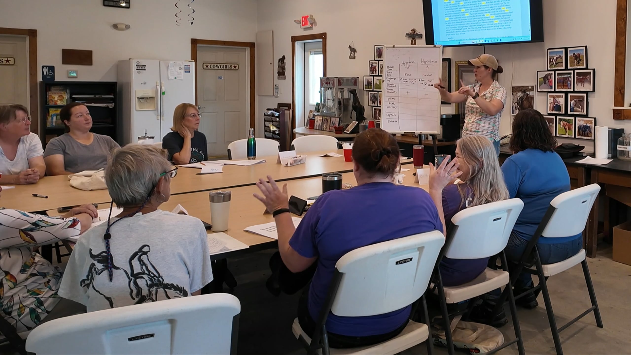 Saebra Pipoly teaching program staff in a classroom setting
