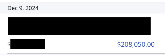 Bank payout Dec 2024