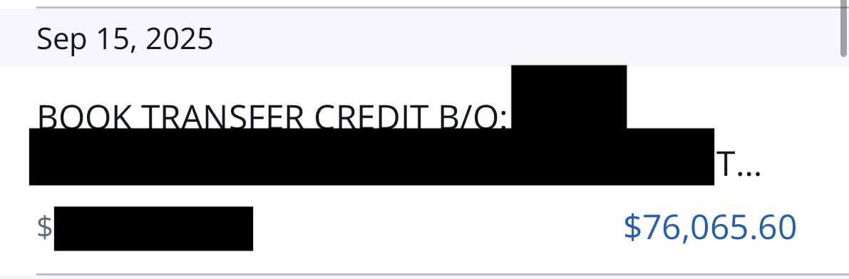 Bank payout Sep 2025