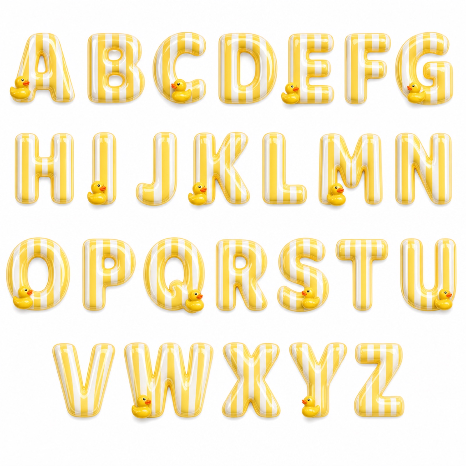 Schriftart Gelb mit Enten