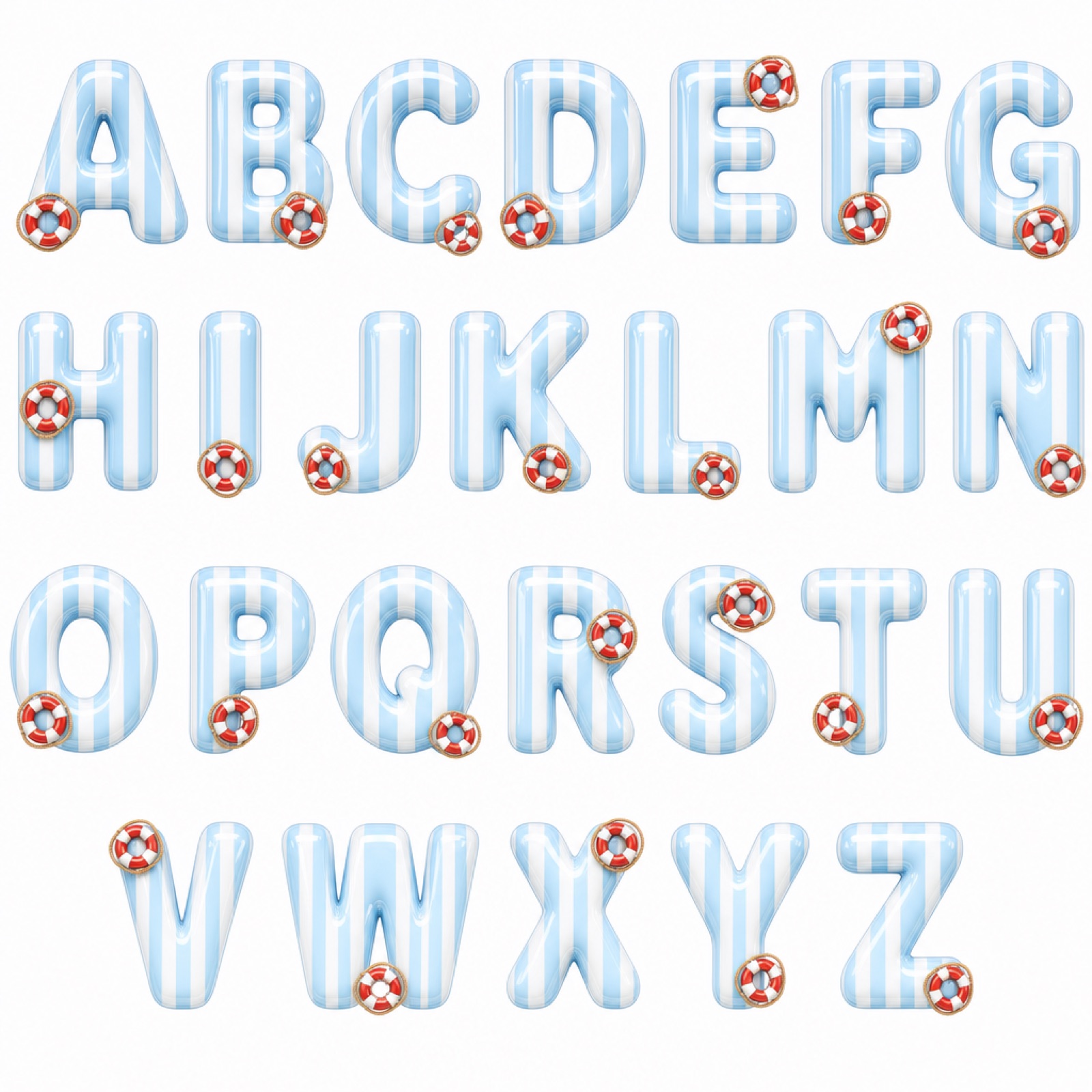 Schriftart Blau mit Rettungsringen